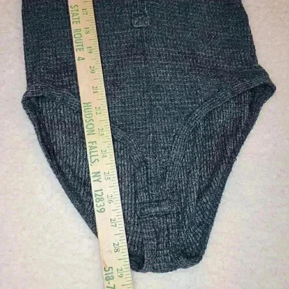 Free People Keep Your Cool Charcoal Gray Waffle Henley Bodysuit Size S - Picture 8 of 13